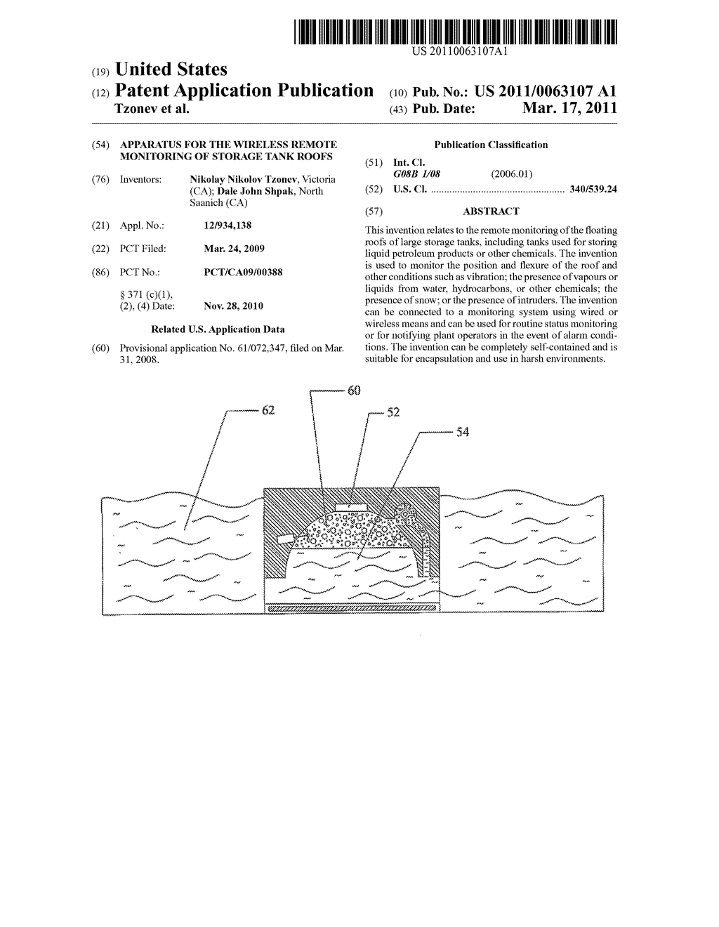 APPARATUS FOR THE WIRELESS REMOTE MONITORING OF STORAGE TANK ROOFS - diagram, schematic, and image 01