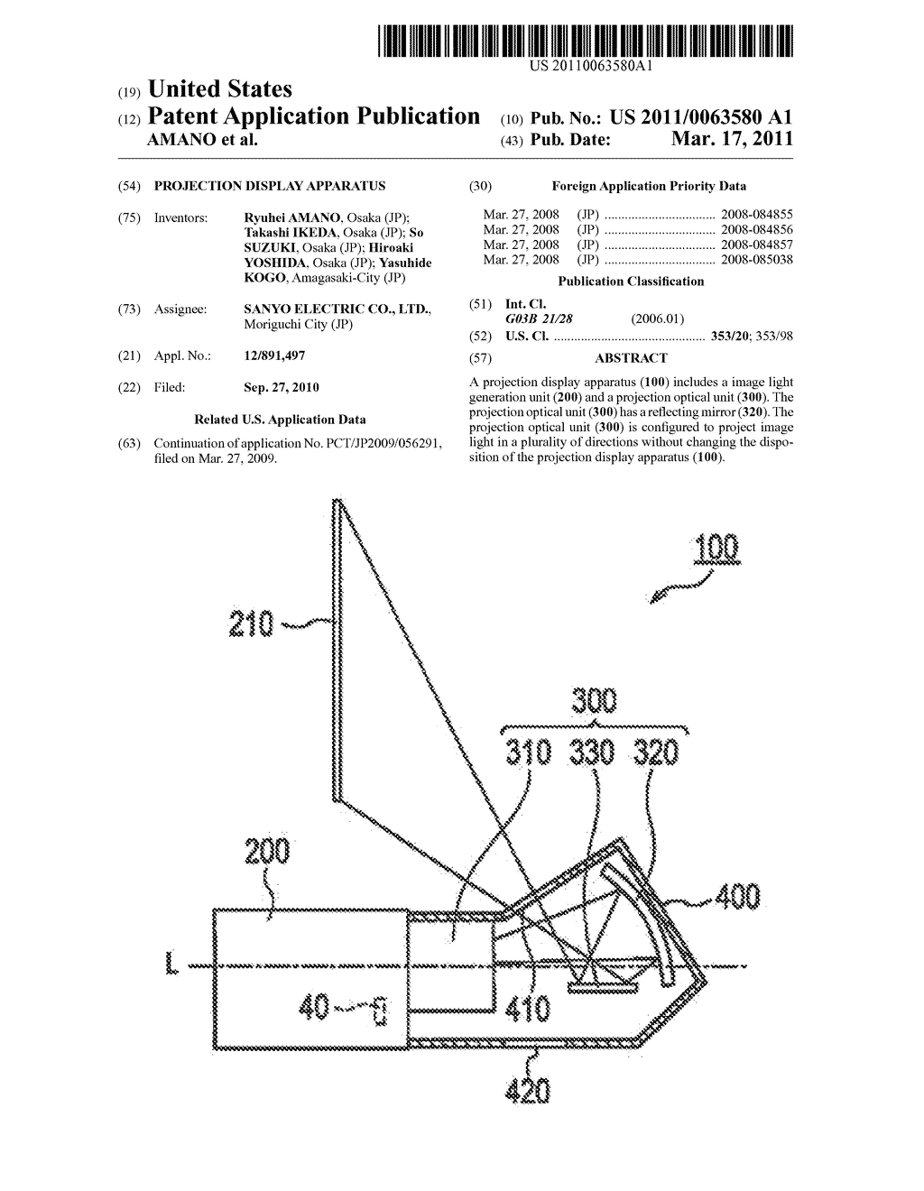 PROJECTION DISPLAY APPARATUS - diagram, schematic, and image 01