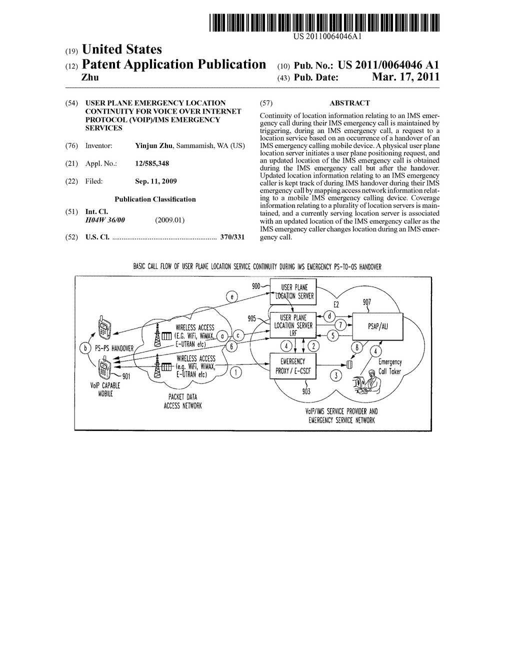 User plane emergency location continuity for voice over internet protocol (VoIP)/IMS emergency services - diagram, schematic, and image 01