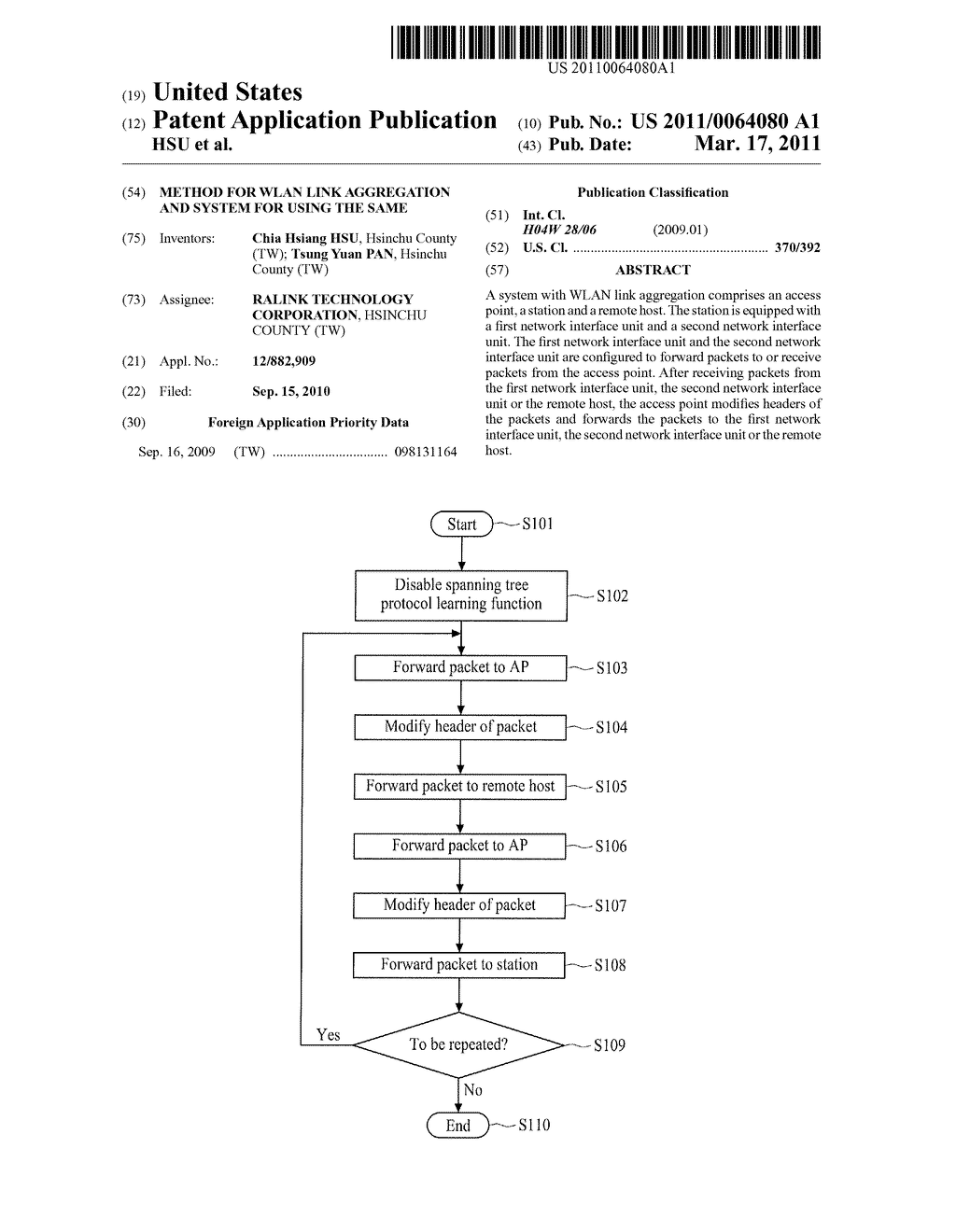 METHOD FOR WLAN LINK AGGREGATION AND SYSTEM FOR USING THE SAME - diagram, schematic, and image 01