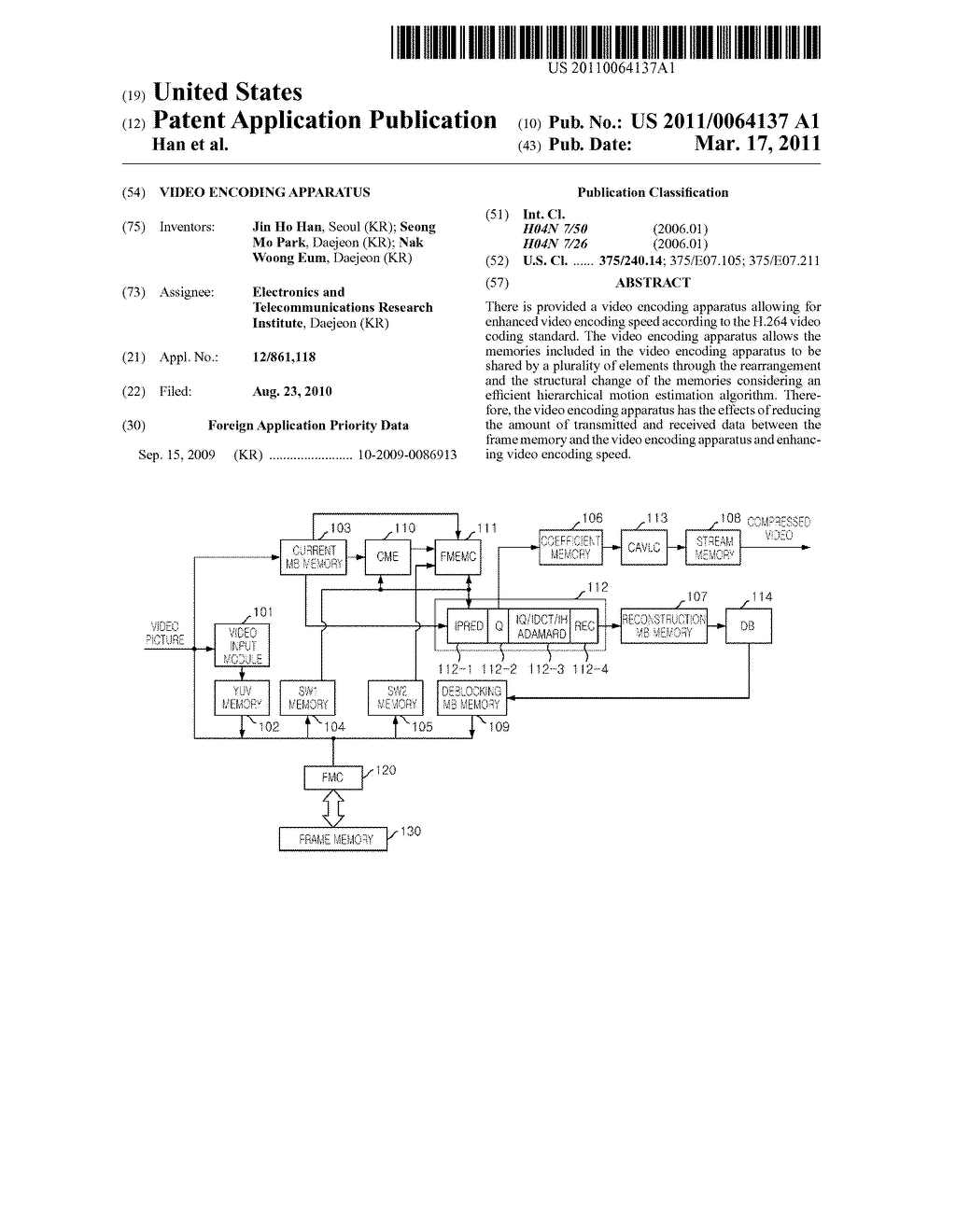 VIDEO ENCODING APPARATUS - diagram, schematic, and image 01