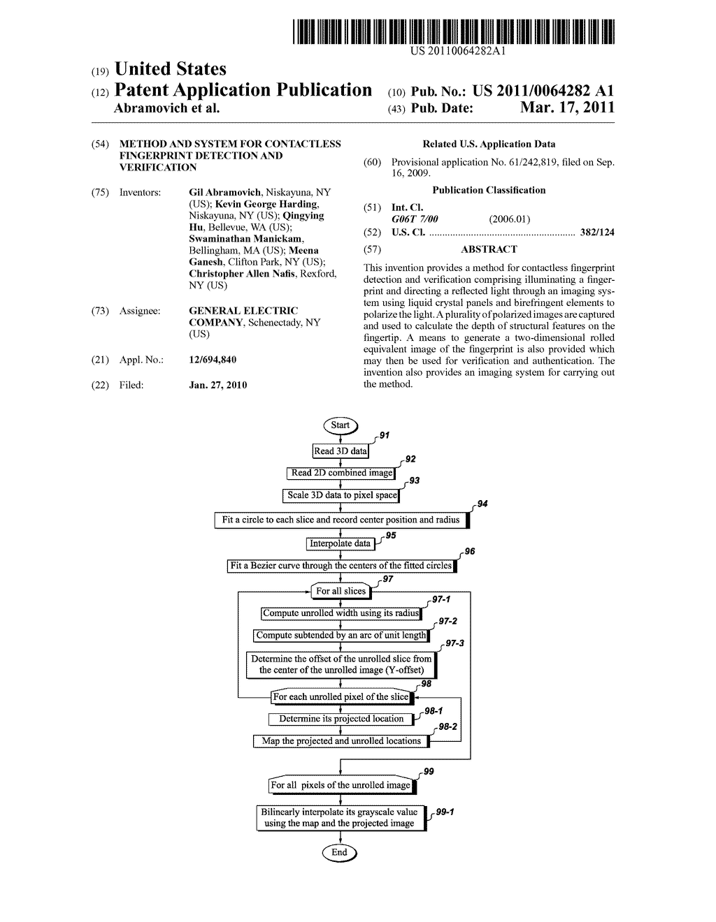 METHOD AND SYSTEM FOR CONTACTLESS FINGERPRINT DETECTION AND VERIFICATION - diagram, schematic, and image 01