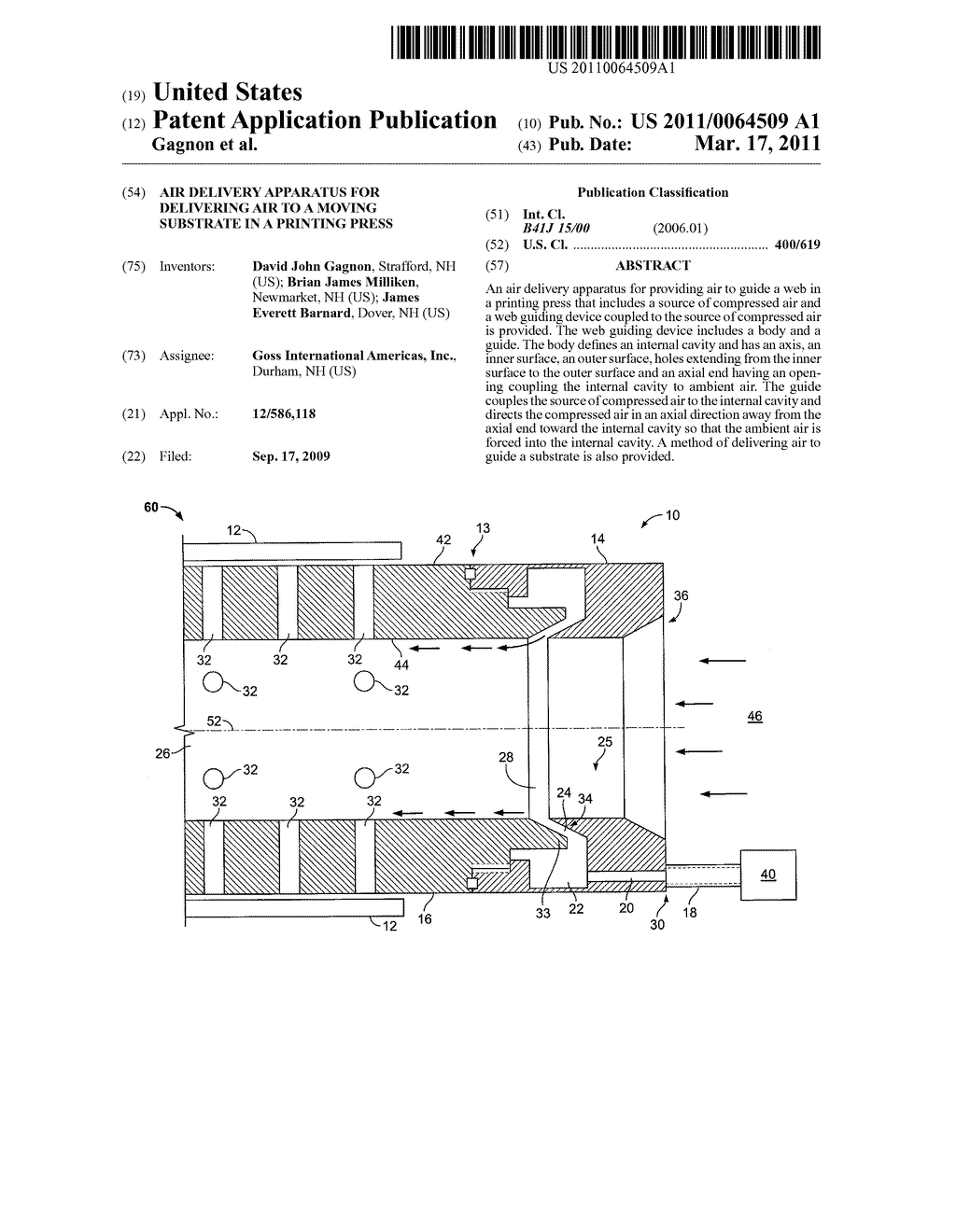 Air delivery apparatus for delivering air to a moving substrate in a printing press - diagram, schematic, and image 01