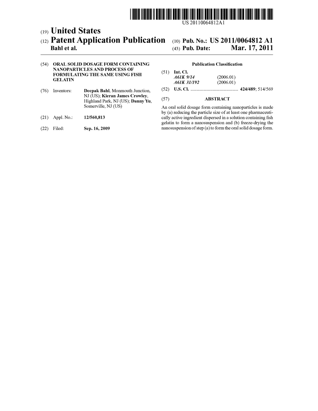 Oral Solid Dosage Form Containing Nanoparticles and Process of Formulating the Same Using Fish Gelatin - diagram, schematic, and image 01