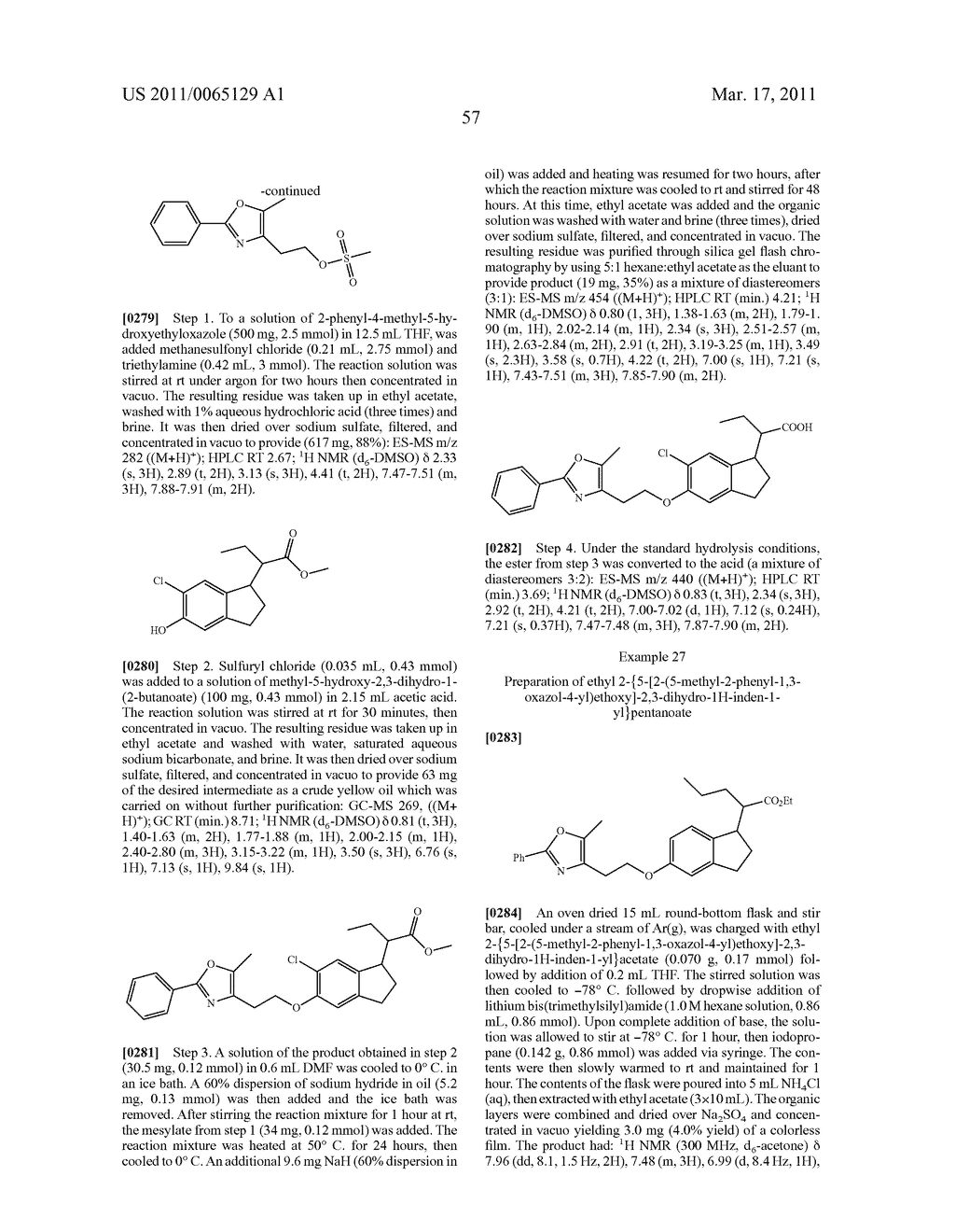 INDANE ACETIC ACID DERIVATIVES AND THEIR USE AS PHARMACEUTICAL AGENTS, INTERMEDIATES, AND METHOD OF PREPARATION - diagram, schematic, and image 58