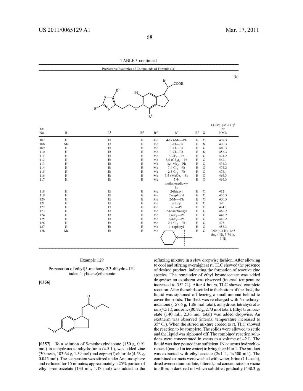 INDANE ACETIC ACID DERIVATIVES AND THEIR USE AS PHARMACEUTICAL AGENTS, INTERMEDIATES, AND METHOD OF PREPARATION - diagram, schematic, and image 69