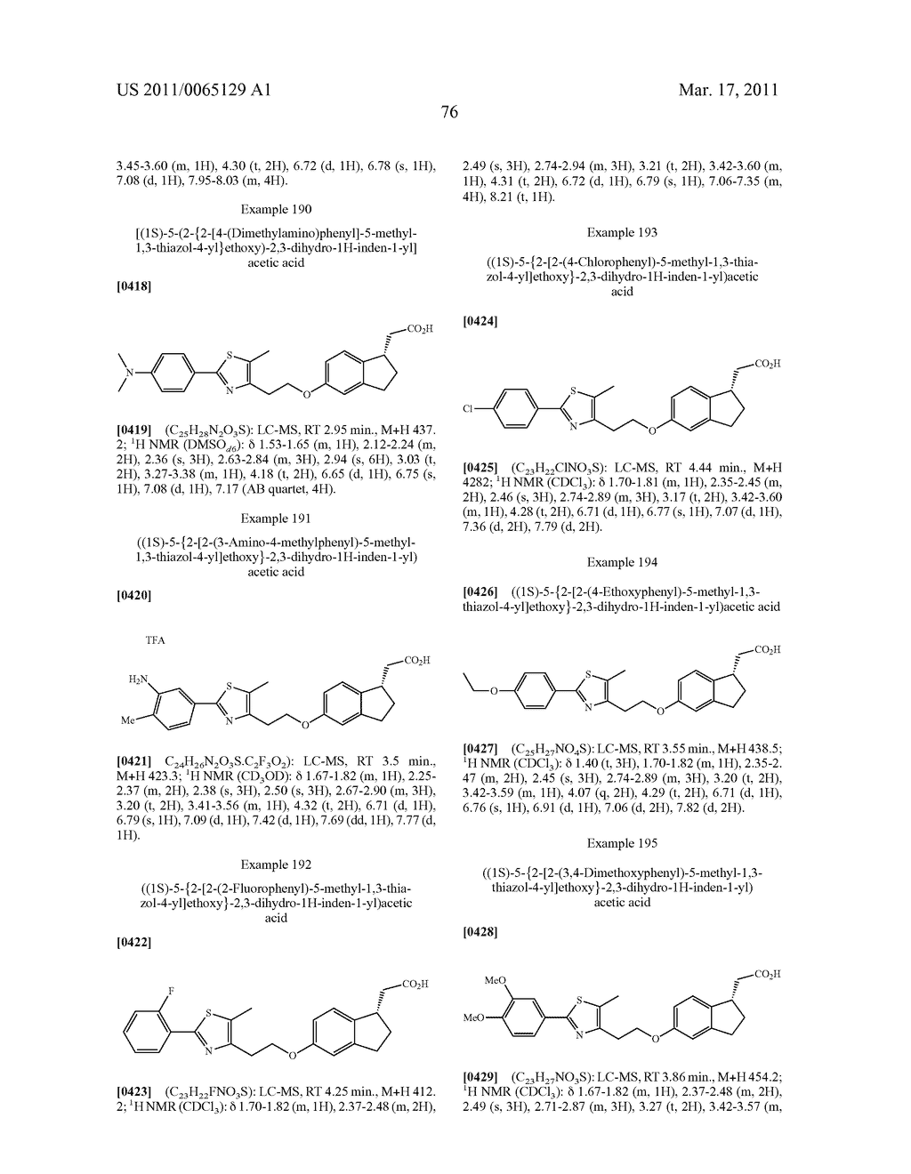 INDANE ACETIC ACID DERIVATIVES AND THEIR USE AS PHARMACEUTICAL AGENTS, INTERMEDIATES, AND METHOD OF PREPARATION - diagram, schematic, and image 77