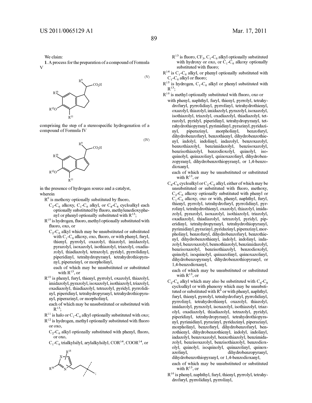 INDANE ACETIC ACID DERIVATIVES AND THEIR USE AS PHARMACEUTICAL AGENTS, INTERMEDIATES, AND METHOD OF PREPARATION - diagram, schematic, and image 90