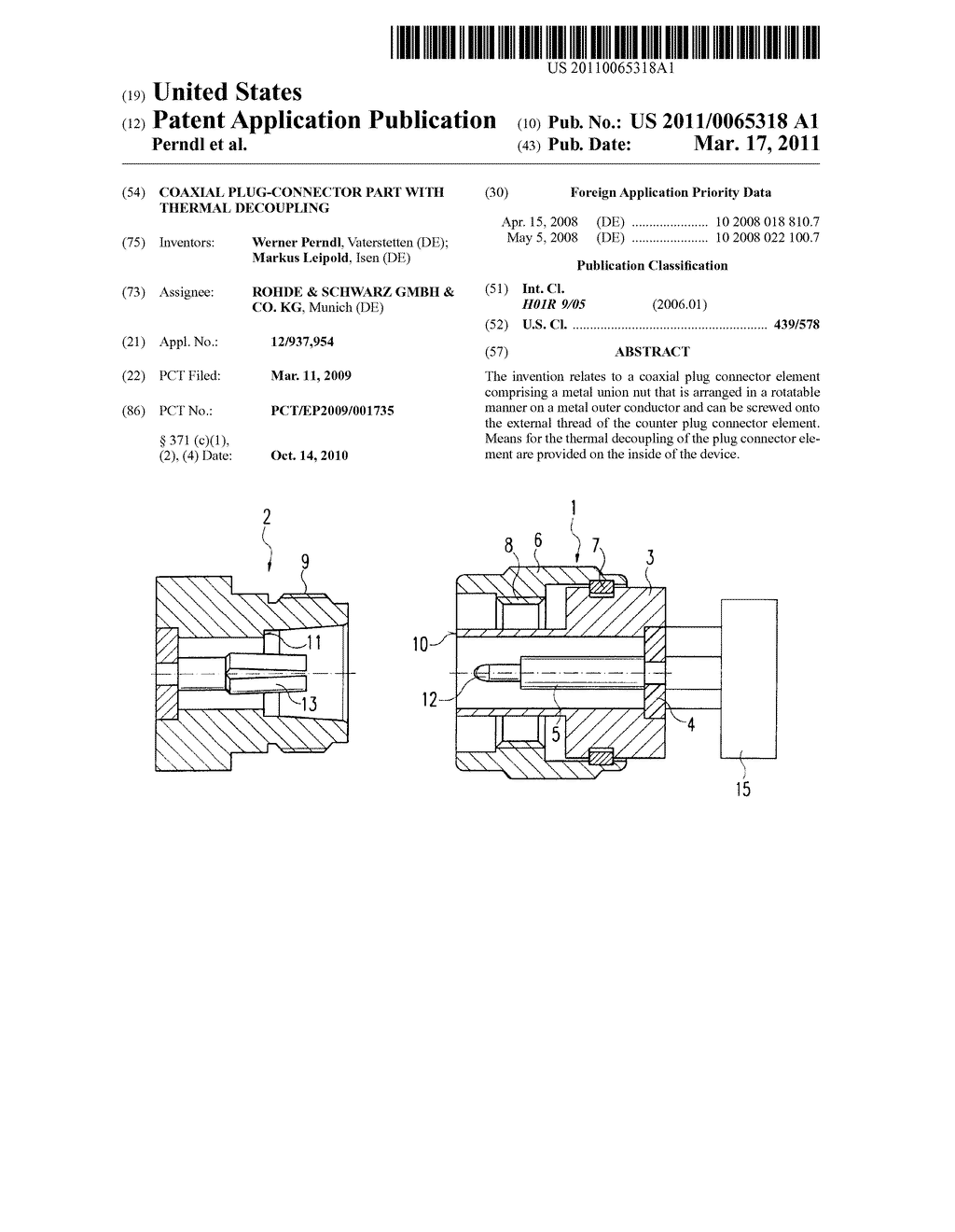  COAXIAL PLUG-CONNECTOR PART WITH THERMAL DECOUPLING - diagram, schematic, and image 01