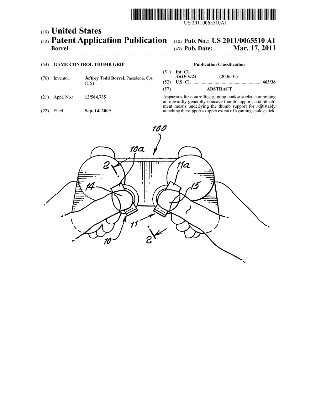 Game control thumb grip - diagram, schematic, and image 01