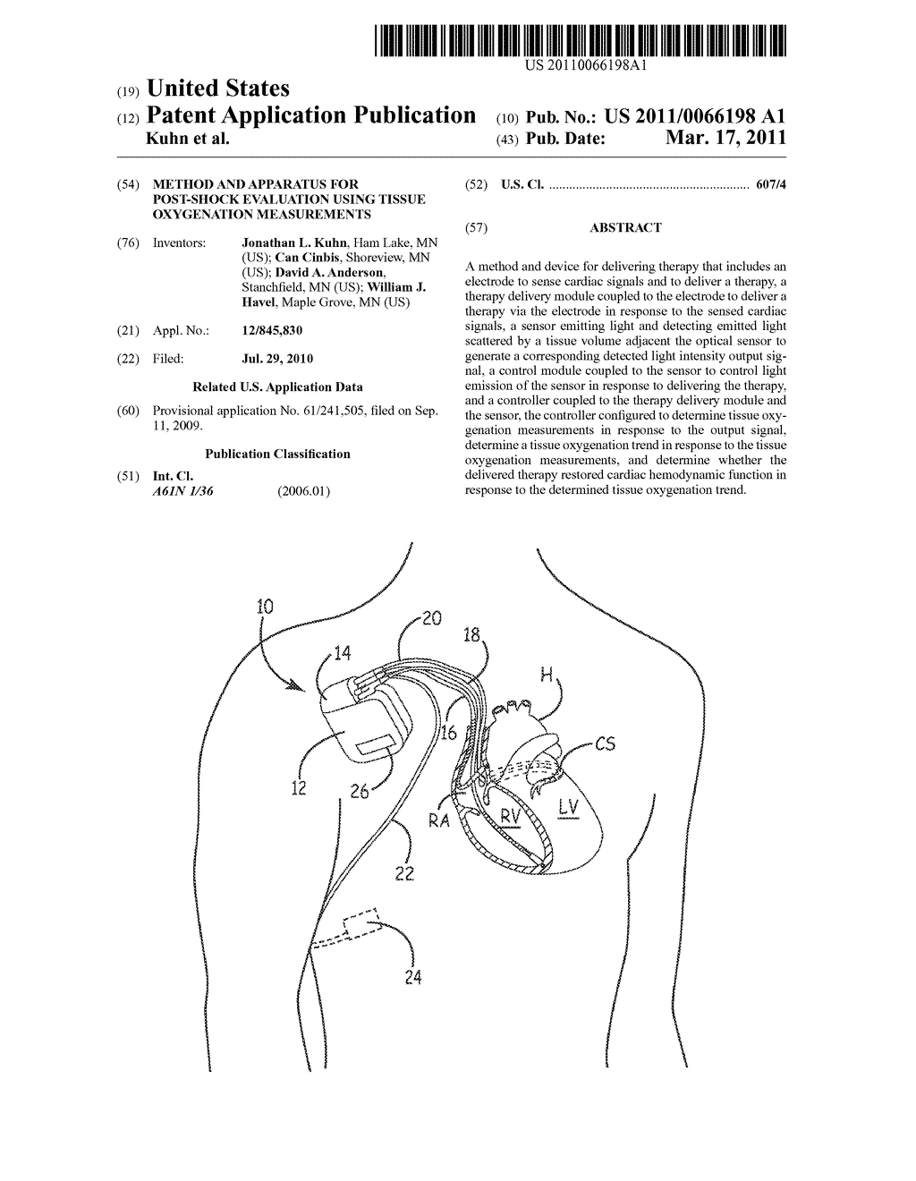 METHOD AND APPARATUS FOR POST-SHOCK EVALUATION USING TISSUE OXYGENATION MEASUREMENTS - diagram, schematic, and image 01