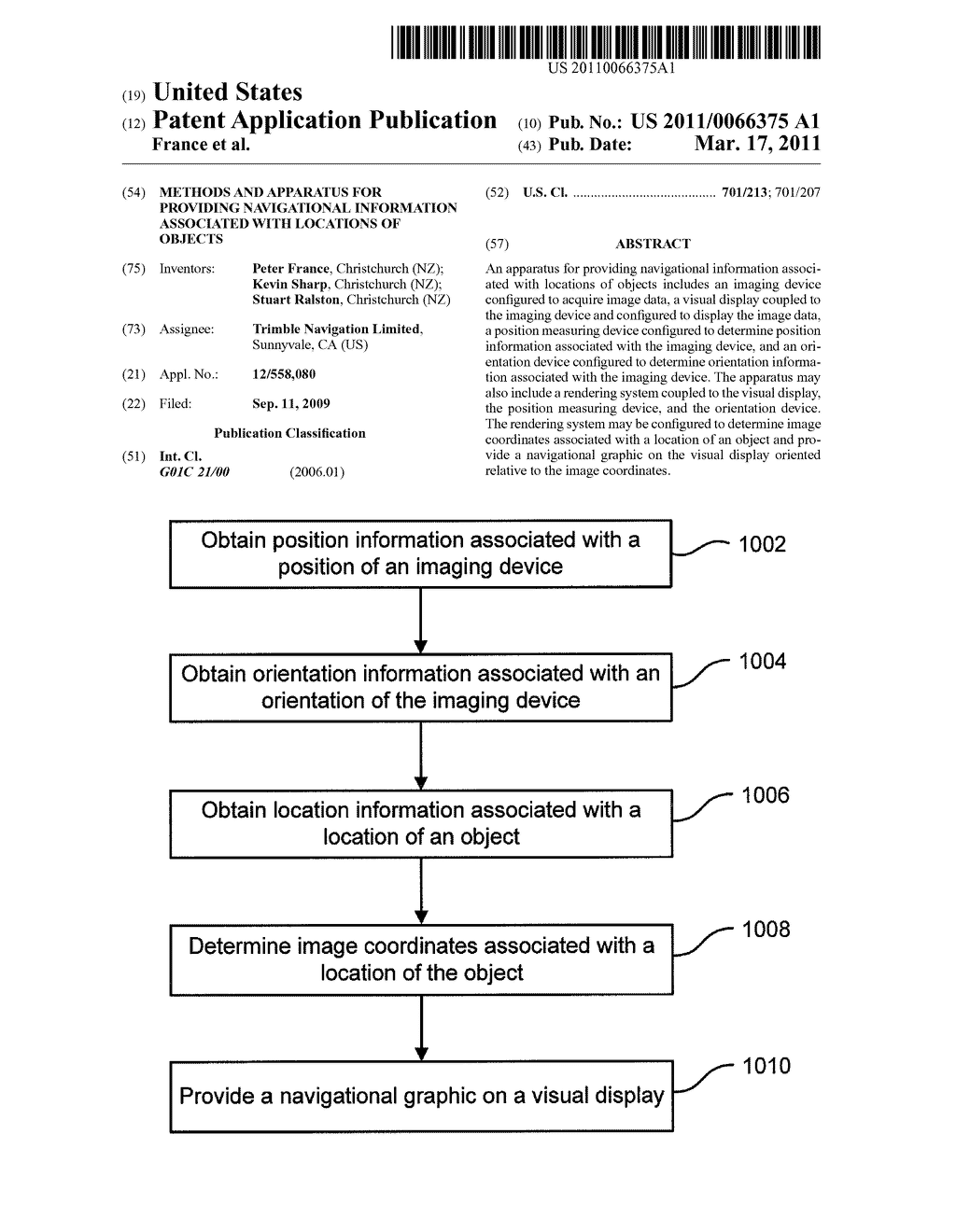 METHODS AND APPARATUS FOR PROVIDING NAVIGATIONAL INFORMATION ASSOCIATED WITH LOCATIONS OF OBJECTS - diagram, schematic, and image 01