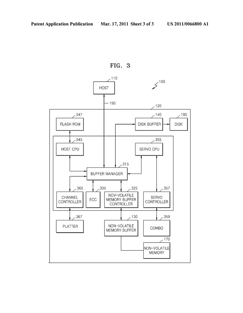 DATA STORAGE SYSTEM INCLUDING RESPECTIVE BUFFERS FOR NON-VOLATILE MEMORY AND DISC RECORDING MEDIUM, AND DATA ACCESS METHOD THEREOF - diagram, schematic, and image 04