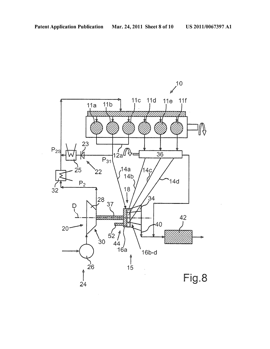 Internal combustion engine with an exhaust gas turbocharger - diagram, schematic, and image 09