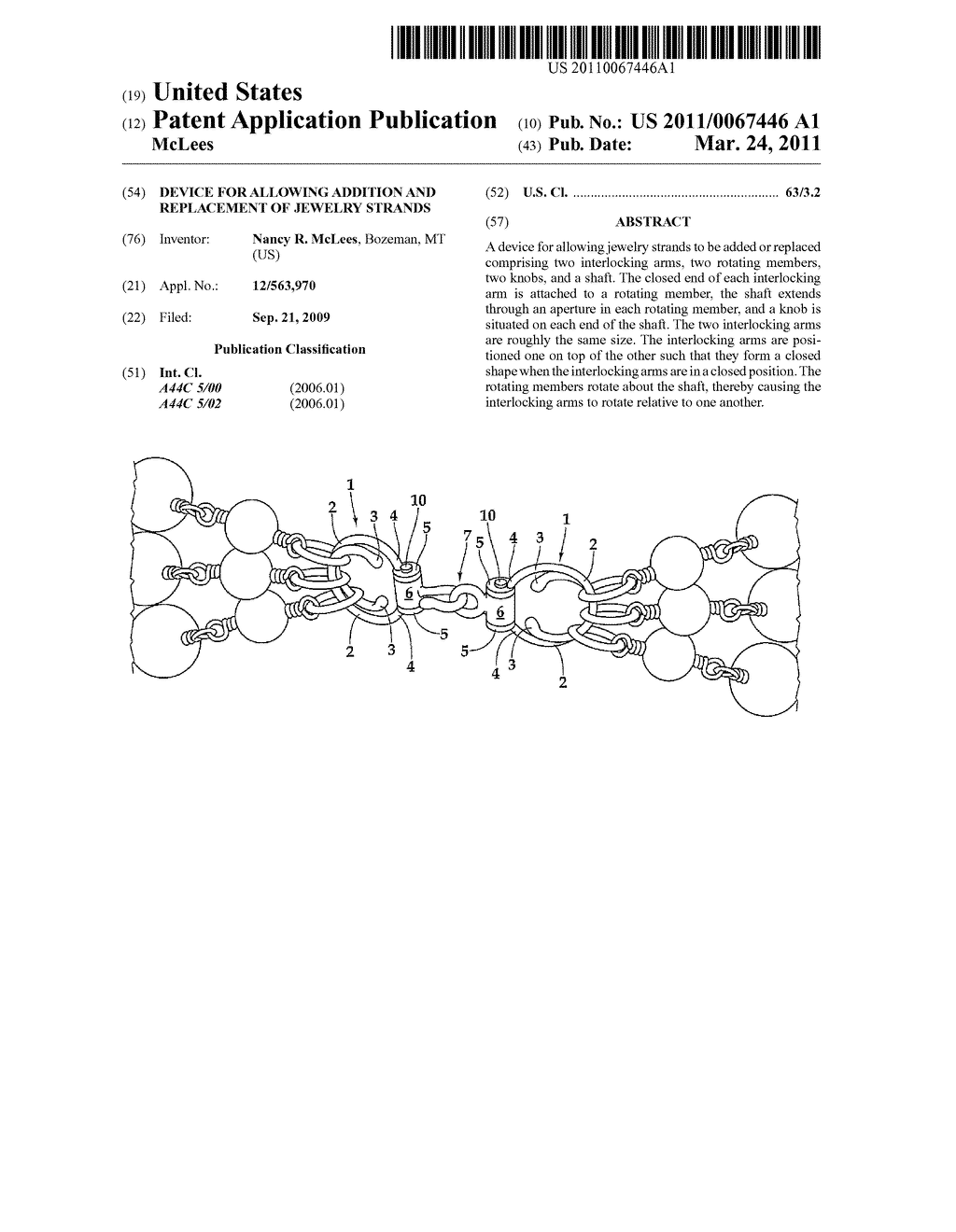 DEVICE FOR ALLOWING ADDITION AND REPLACEMENT OF JEWELRY STRANDS - diagram, schematic, and image 01