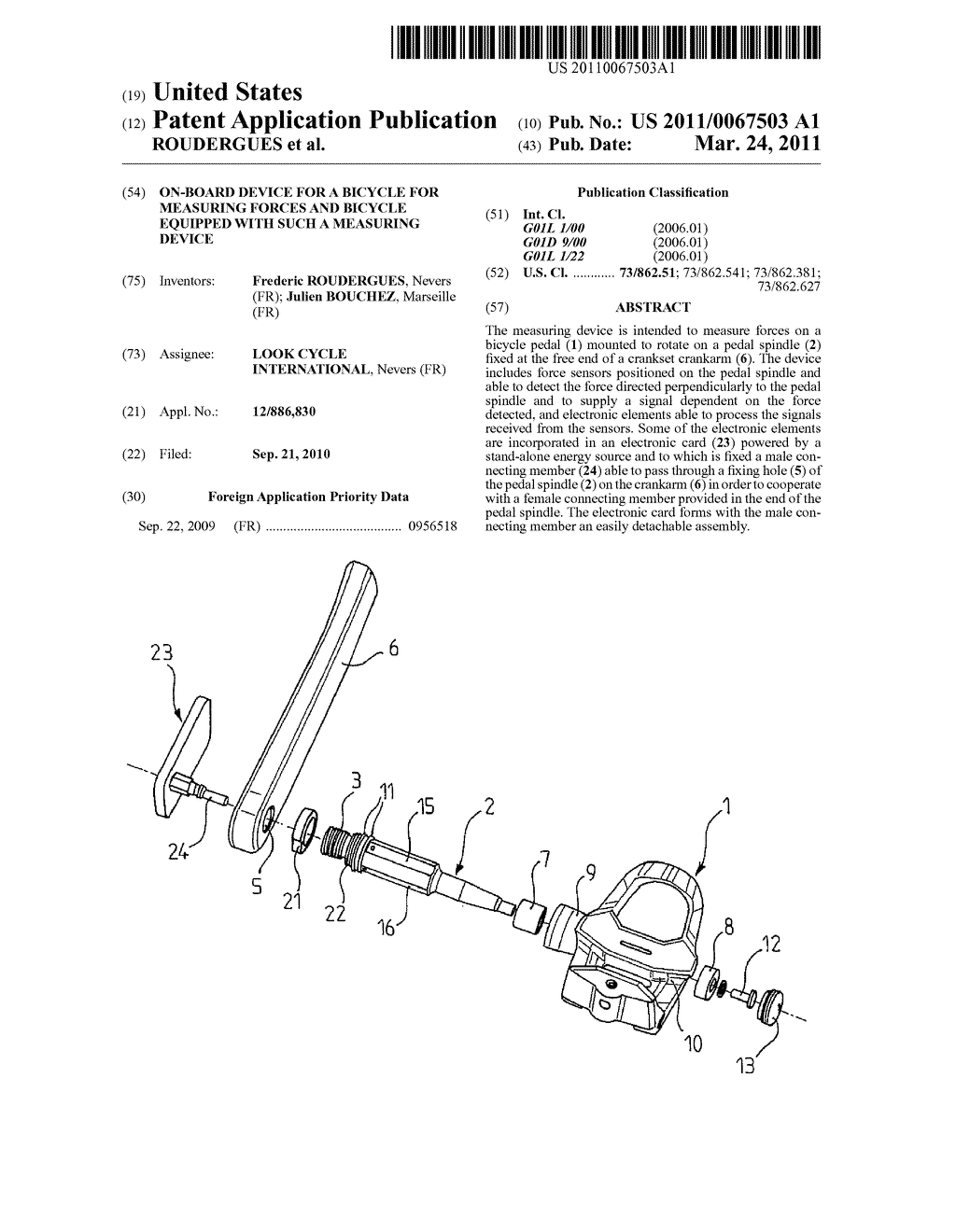 ON-BOARD DEVICE FOR A BICYCLE FOR MEASURING FORCES AND BICYCLE EQUIPPED WITH SUCH A MEASURING DEVICE - diagram, schematic, and image 01