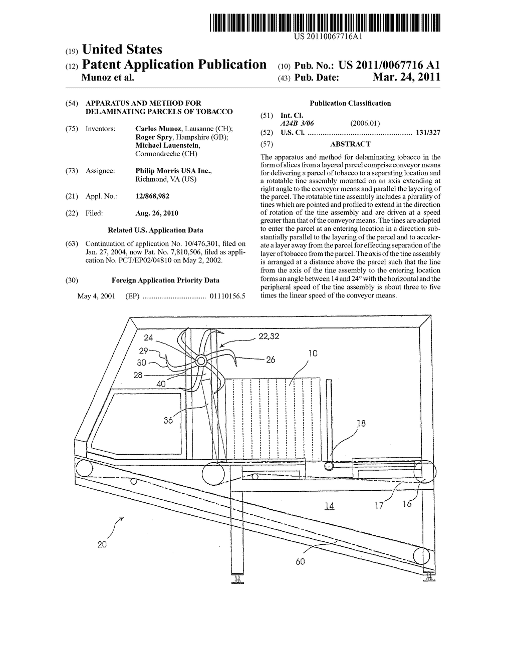 APPARATUS AND METHOD FOR DELAMINATING PARCELS OF TOBACCO - diagram, schematic, and image 01