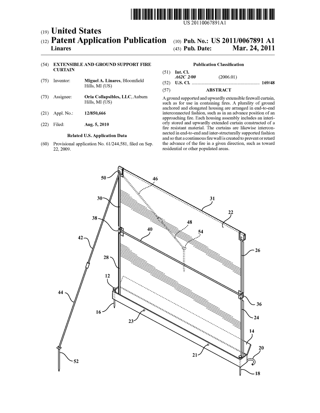 EXTENSIBLE AND GROUND SUPPORT FIRE CURTAIN - diagram, schematic, and image 01