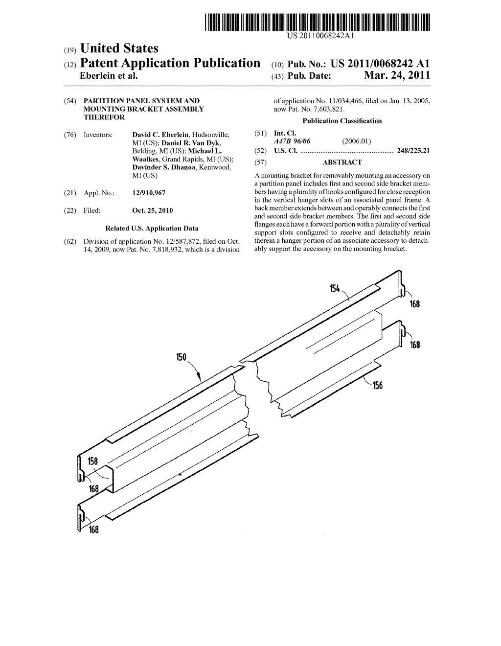 PARTITION PANEL SYSTEM AND MOUNTING BRACKET ASSEMBLY THEREFOR - diagram, schematic, and image 01