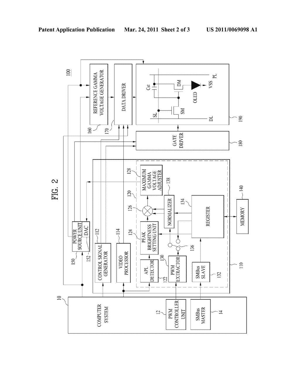 DEVICE AND METHOD FOR CONTROLLING BRIGHTNESS OF ORGANIC LIGHT EMITTING DIODE DISPLAY - diagram, schematic, and image 03