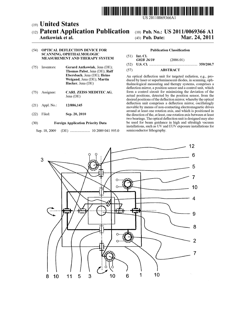 OPTICAL DEFLECTION DEVICE FOR SCANNING, OPHTHALMOLOGIC MEASUREMENT AND THERAPY SYSTEM - diagram, schematic, and image 01