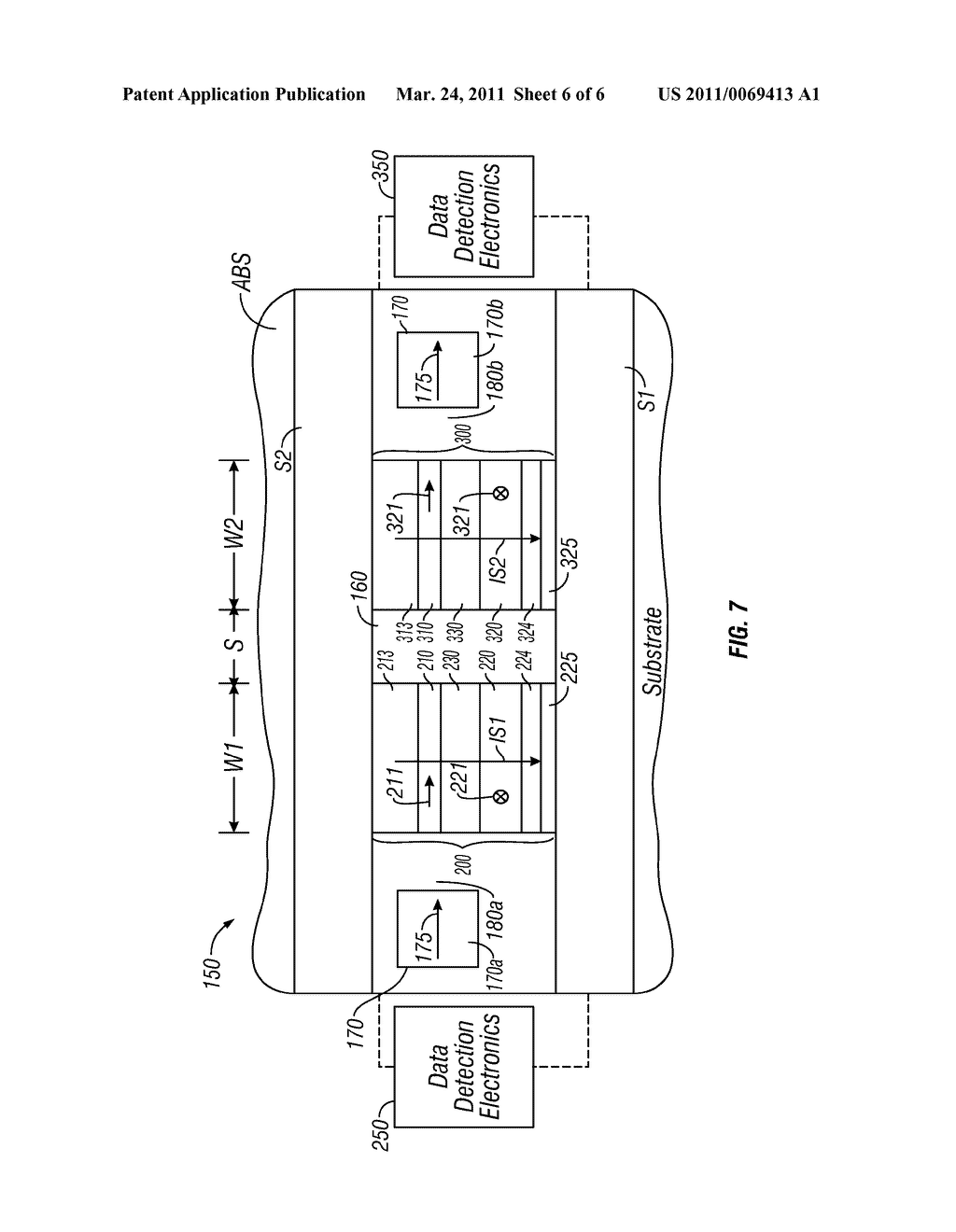 CURRENT-PERPENDICULAR-TO-THE-PLANE (CPP) MAGNETORESISTIVE READ HEAD WITH MULTIPLE SENSING ELEMENTS FOR PATTERNED-MEDIA - diagram, schematic, and image 07