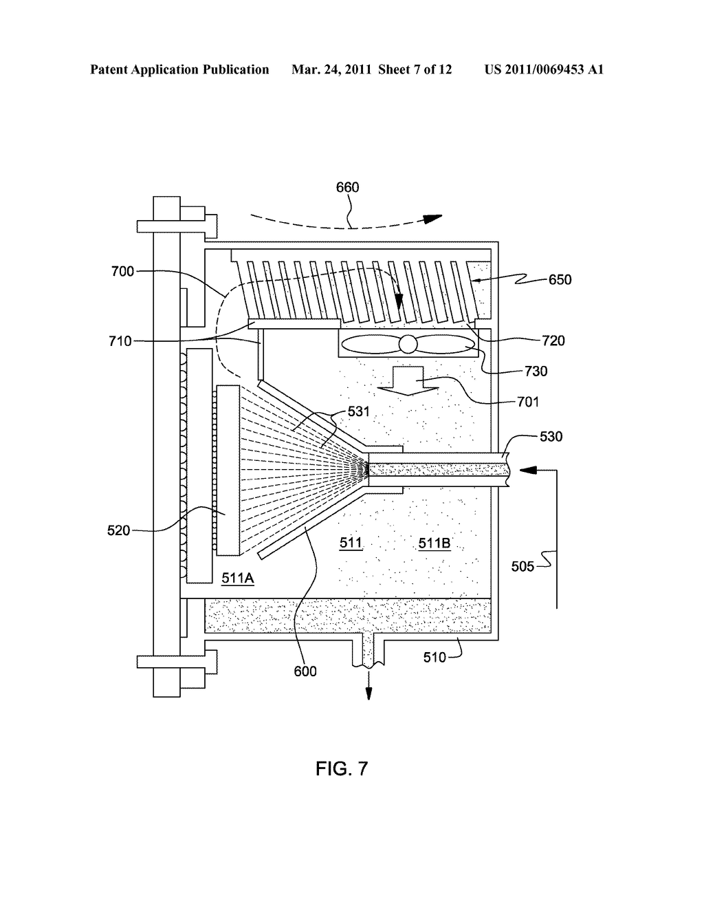 APPARATUS AND METHOD WITH FORCED COOLANT VAPOR MOVEMENT FOR FACILITATING TWO-PHASE COOLING OF AN ELECTRONIC DEVICE - diagram, schematic, and image 08