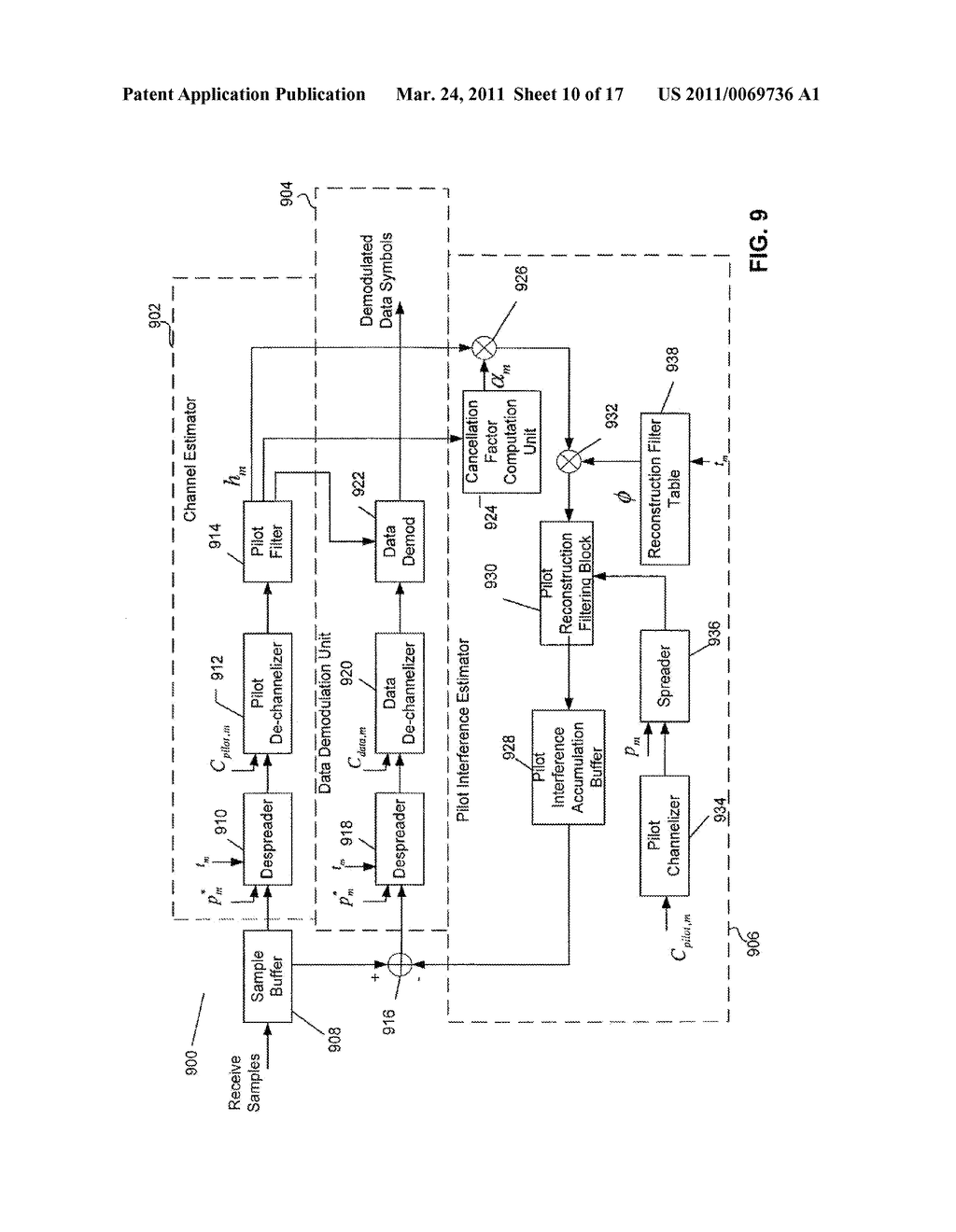 METHOD AND APPARATUS FOR CANCELING PILOT INTERFERENCE IN A WIRELESS COMMUNICATION SYSTEM - diagram, schematic, and image 11