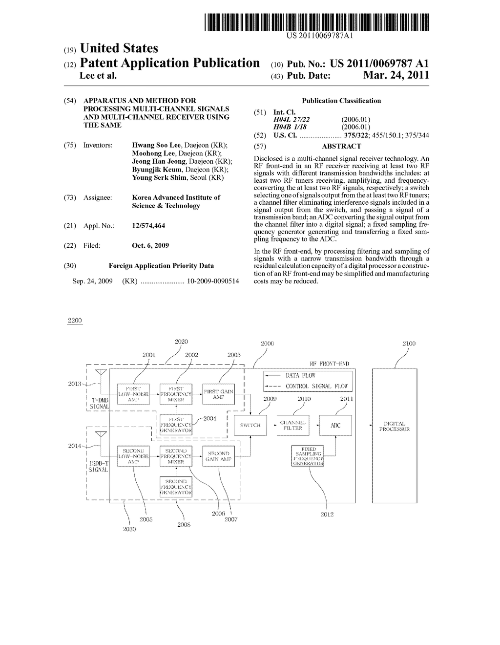 Apparatus and Method for Processing Multi-Channel Signals and Multi-Channel Receiver Using the Same - diagram, schematic, and image 01