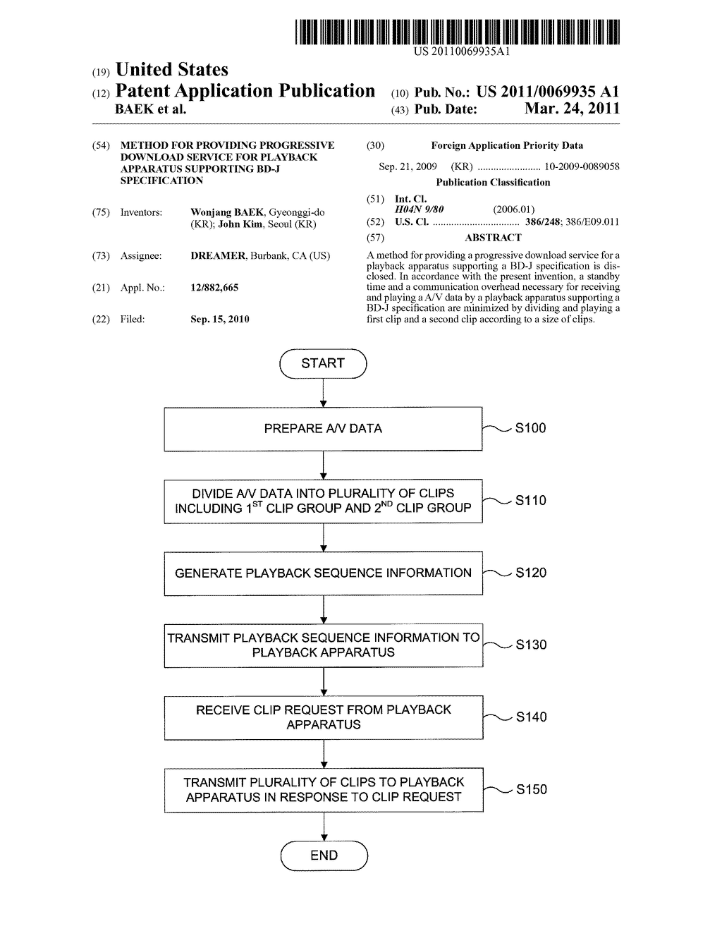 METHOD FOR PROVIDING PROGRESSIVE DOWNLOAD SERVICE FOR PLAYBACK APPARATUS SUPPORTING BD-J SPECIFICATION - diagram, schematic, and image 01