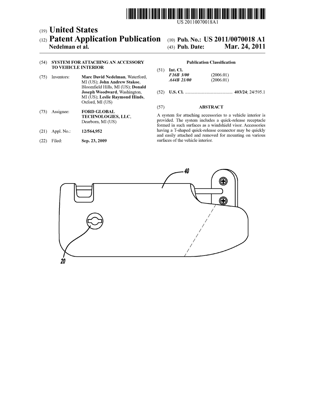 SYSTEM FOR ATTACHING AN ACCESSORY TO VEHICLE INTERIOR - diagram, schematic, and image 01