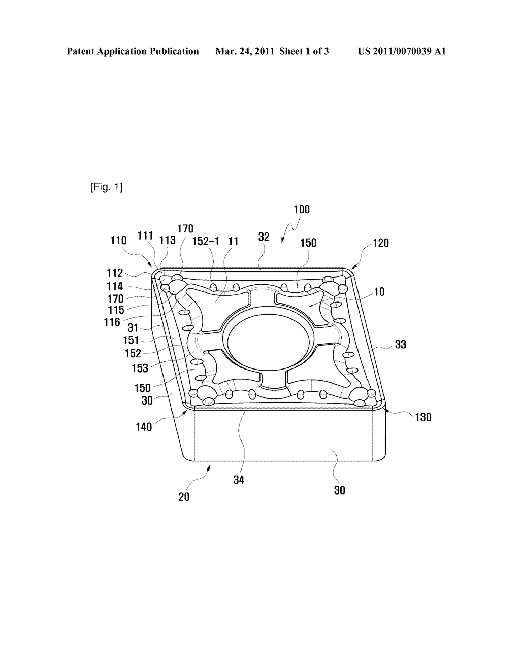 Cutting Insert with Protrusions Formed at Corner Area Thereof - diagram, schematic, and image 02