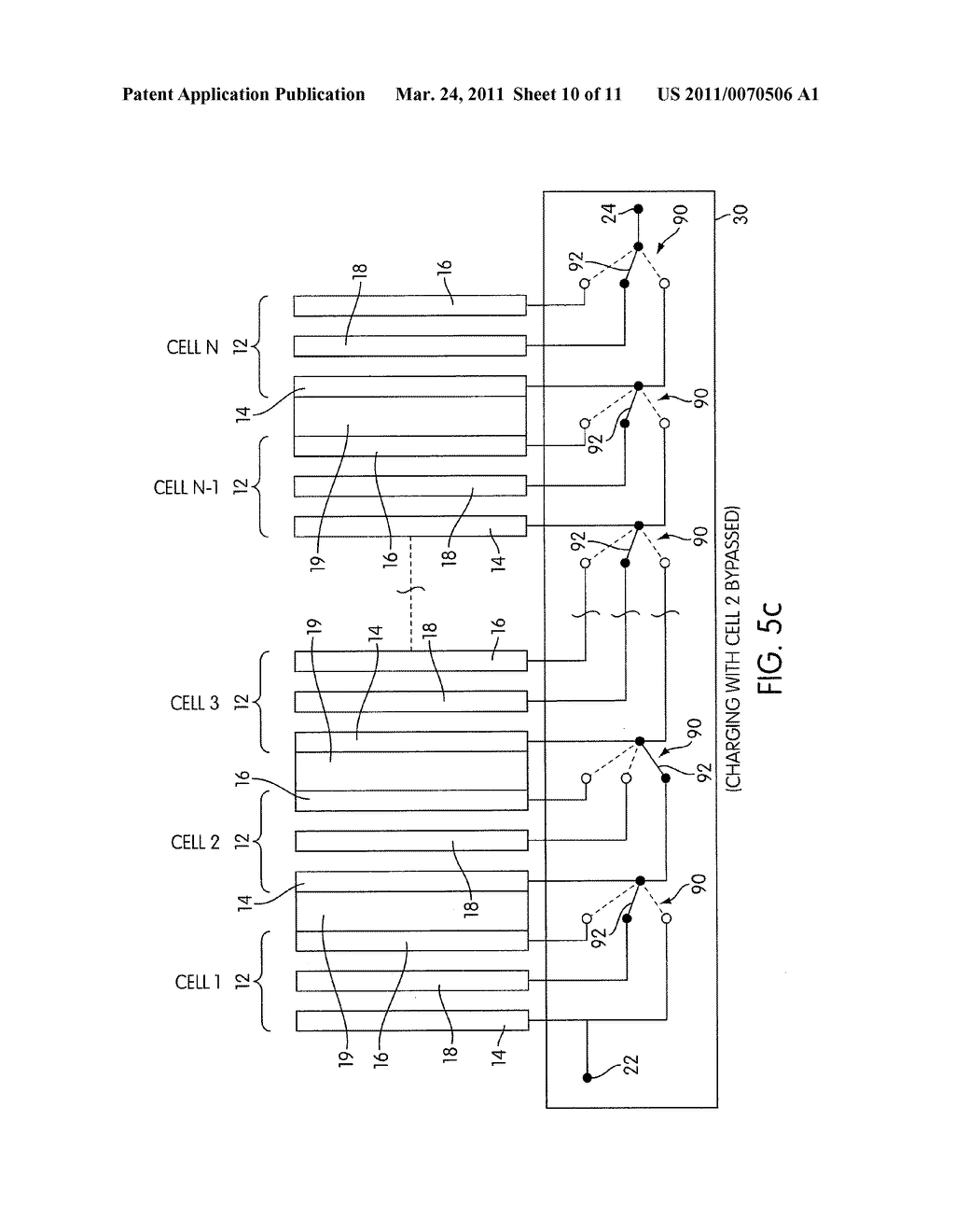 RECHARGEABLE ELECTROCHEMICAL CELL SYSTEM WITH A CHARGING ELECTRODE CHARGE/DISCHARGE MODE SWITCHING IN THE CELLS - diagram, schematic, and image 11