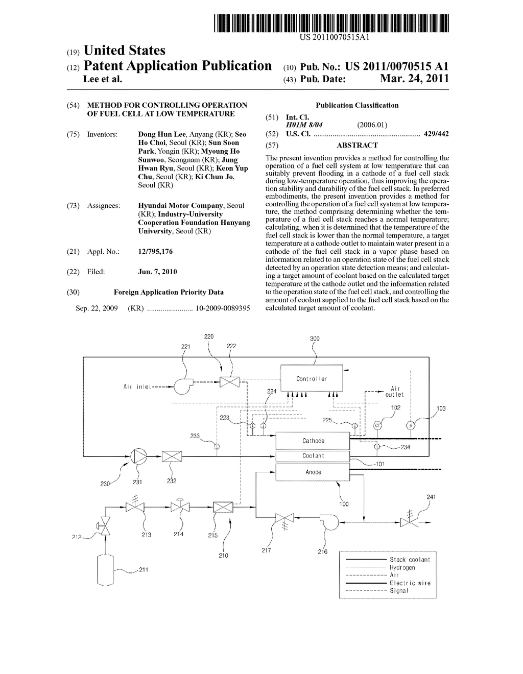 METHOD FOR CONTROLLING OPERATION OF FUEL CELL AT LOW TEMPERATURE - diagram, schematic, and image 01