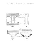 Shape modification of absorbent portion and crotch area of adult male disposable undergarments to improve comfort in adult males suffering only minor incontinence while reducing cost to manufacture diagram and image