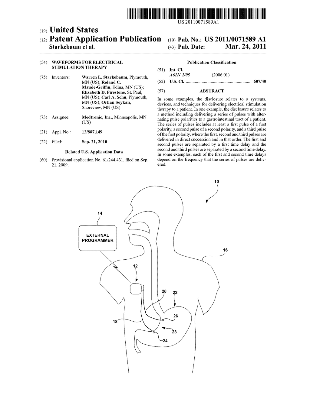 WAVEFORMS FOR ELECTRICAL STIMULATION THERAPY - diagram, schematic, and image 01