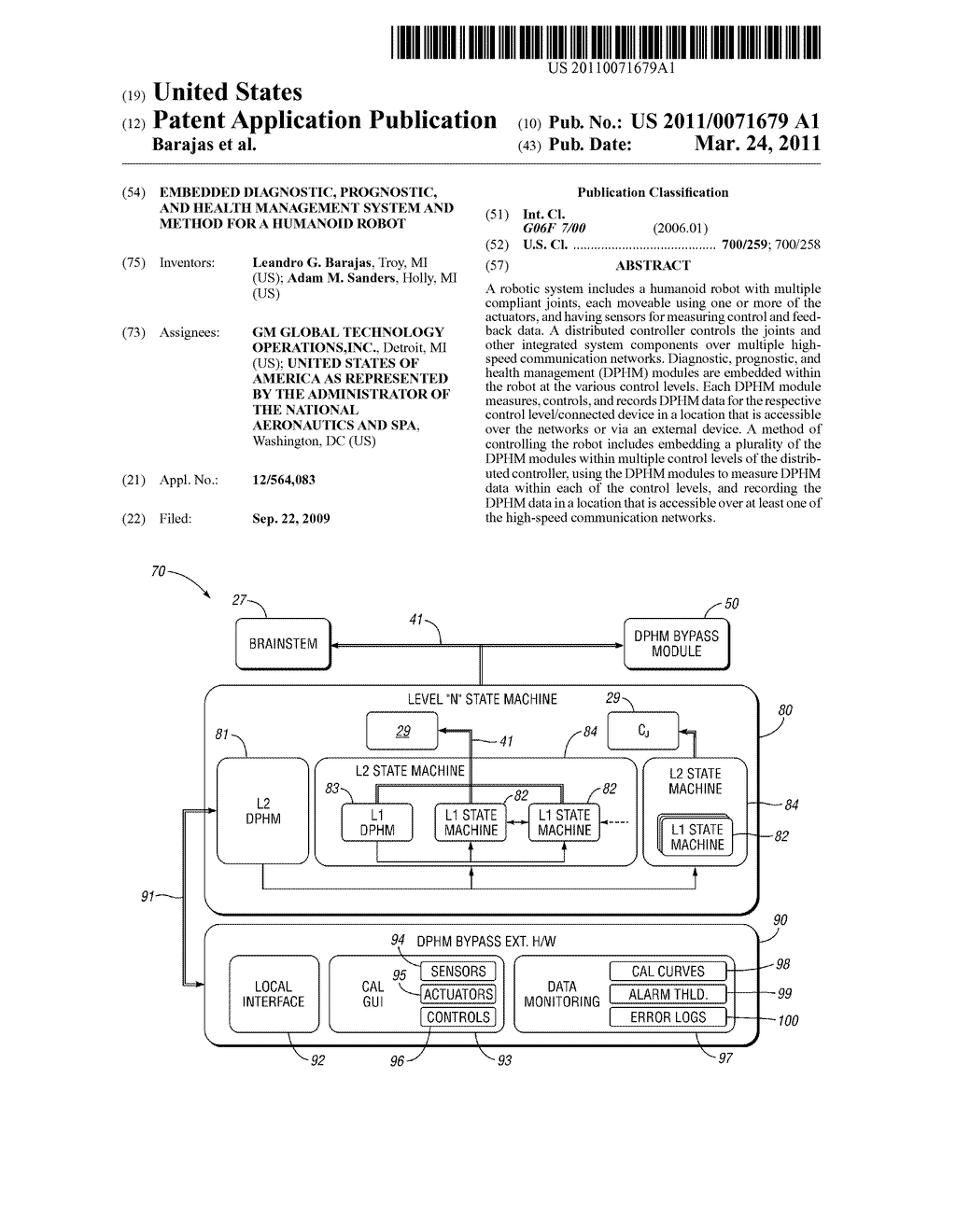 EMBEDDED DIAGNOSTIC, PROGNOSTIC, AND HEALTH MANAGEMENT SYSTEM AND METHOD FOR A HUMANOID ROBOT - diagram, schematic, and image 01