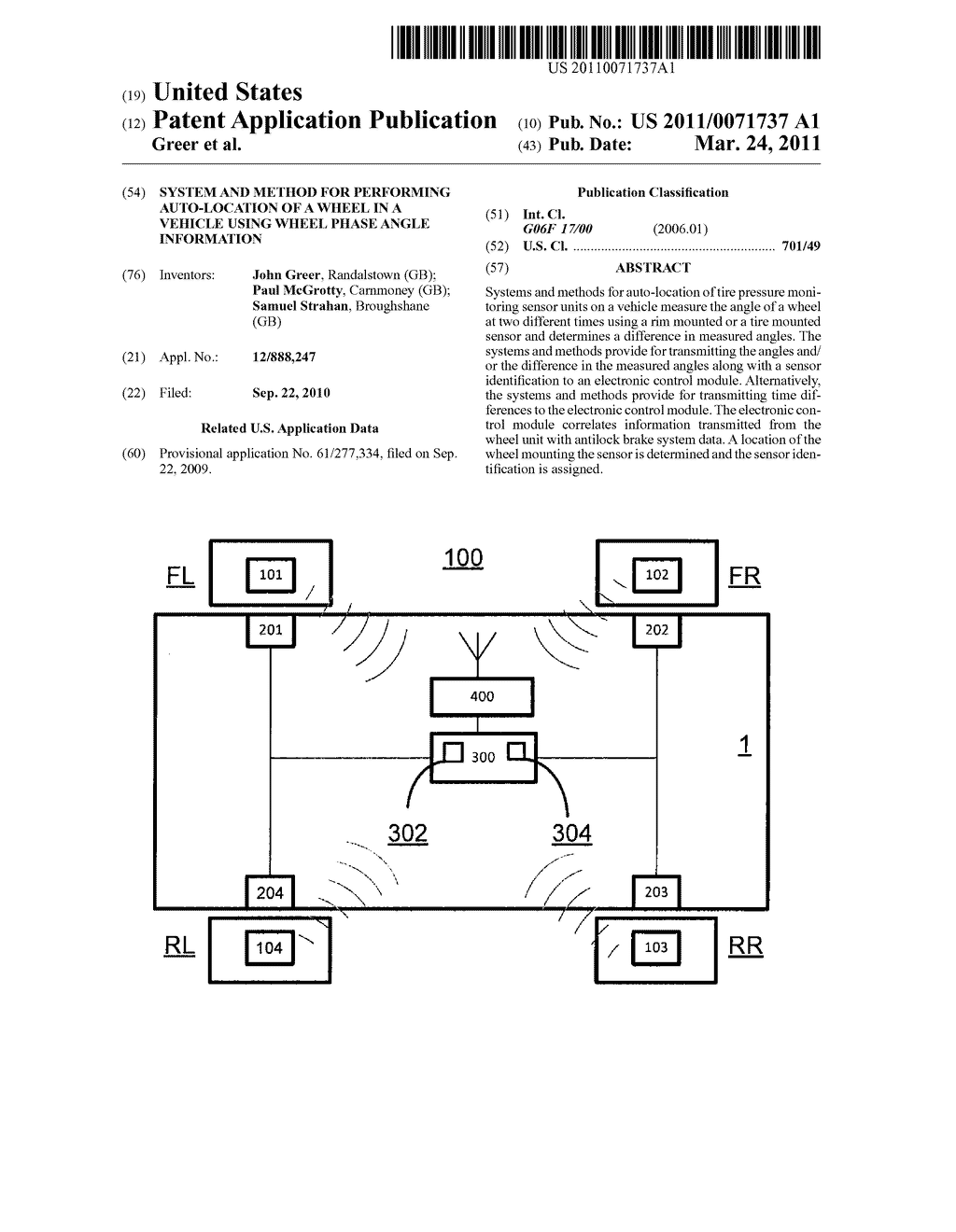 SYSTEM AND METHOD FOR PERFORMING AUTO-LOCATION OF A WHEEL IN A VEHICLE USING WHEEL PHASE ANGLE INFORMATION - diagram, schematic, and image 01