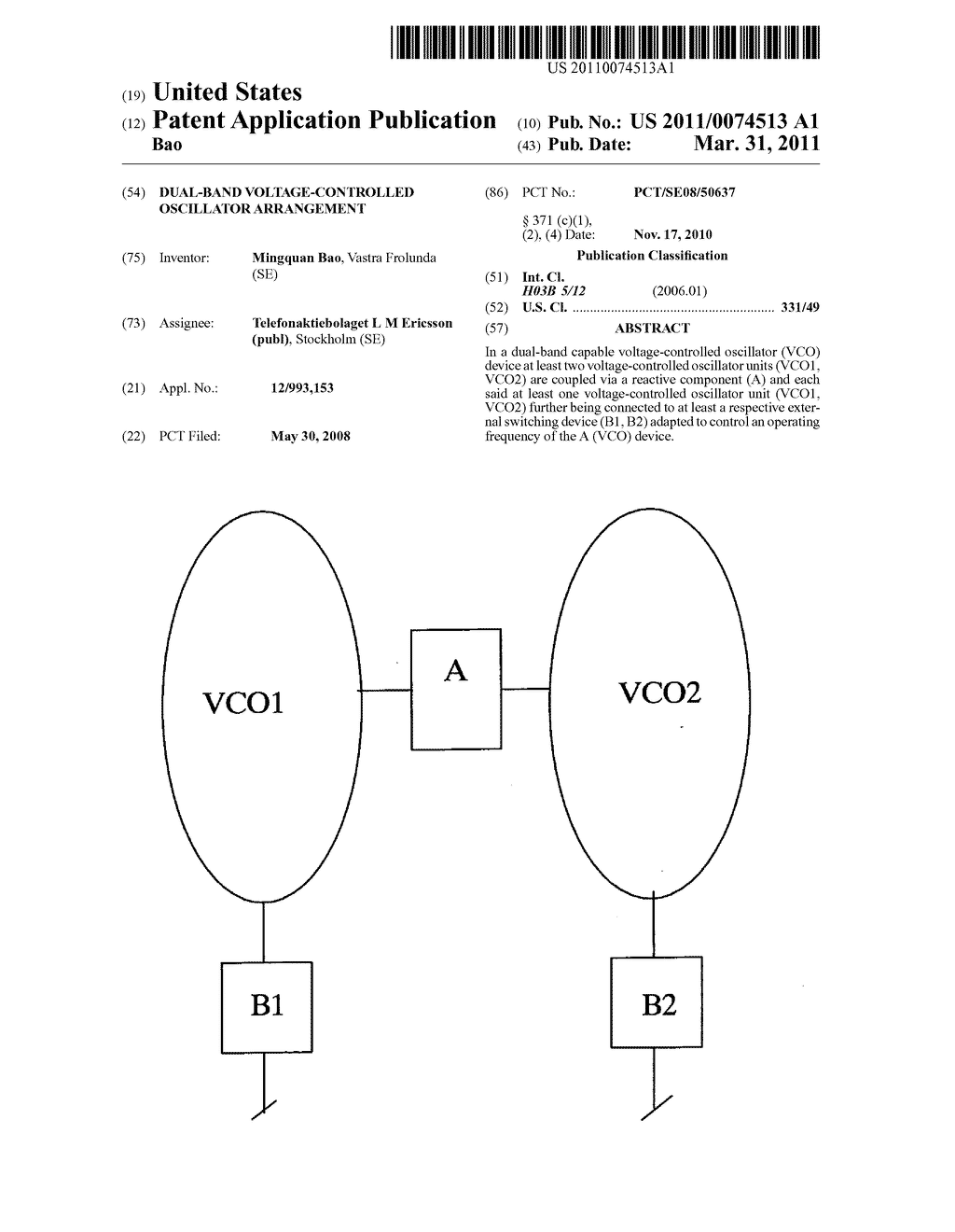 Dual-Band Voltage-Controlled Oscillator Arrangement - diagram, schematic, and image 01