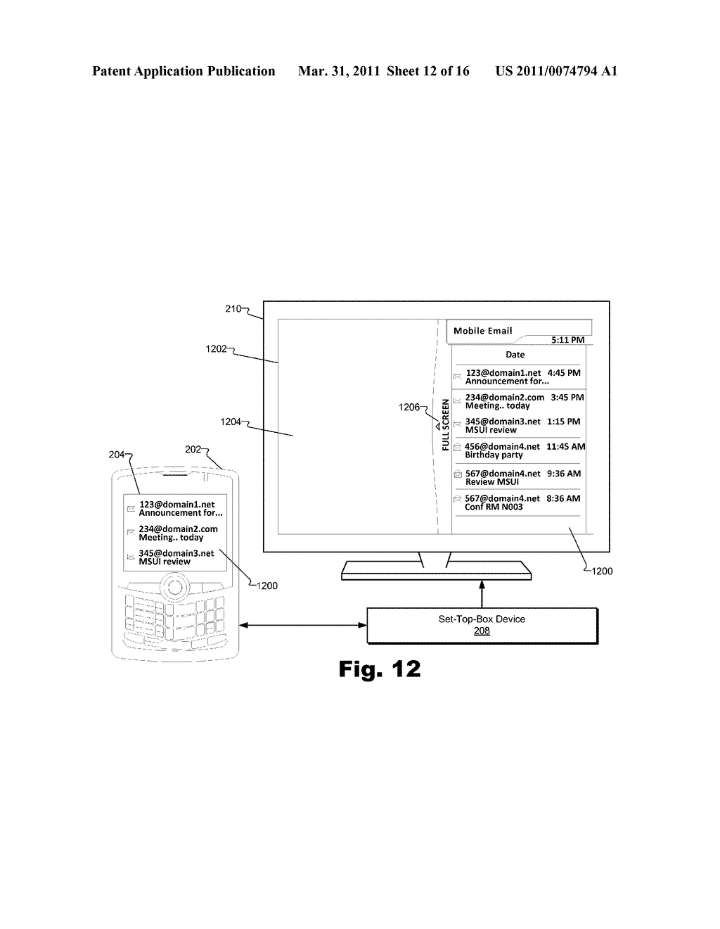 SYSTEMS AND METHODS FOR CASTING A GRAPHICAL USER INTERFACE DISPLAY OF A MOBILE DEVICE TO A DISPLAY SCREEN ASSOCIATED WITH A SET-TOP-BOX DEVICE - diagram, schematic, and image 13