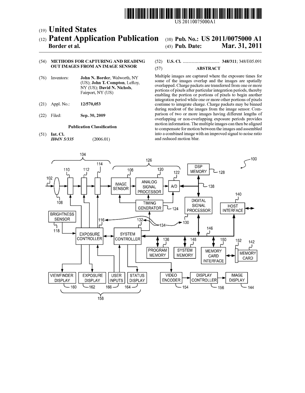 METHODS FOR CAPTURING AND READING OUT IMAGES FROM AN IMAGE SENSOR - diagram, schematic, and image 01