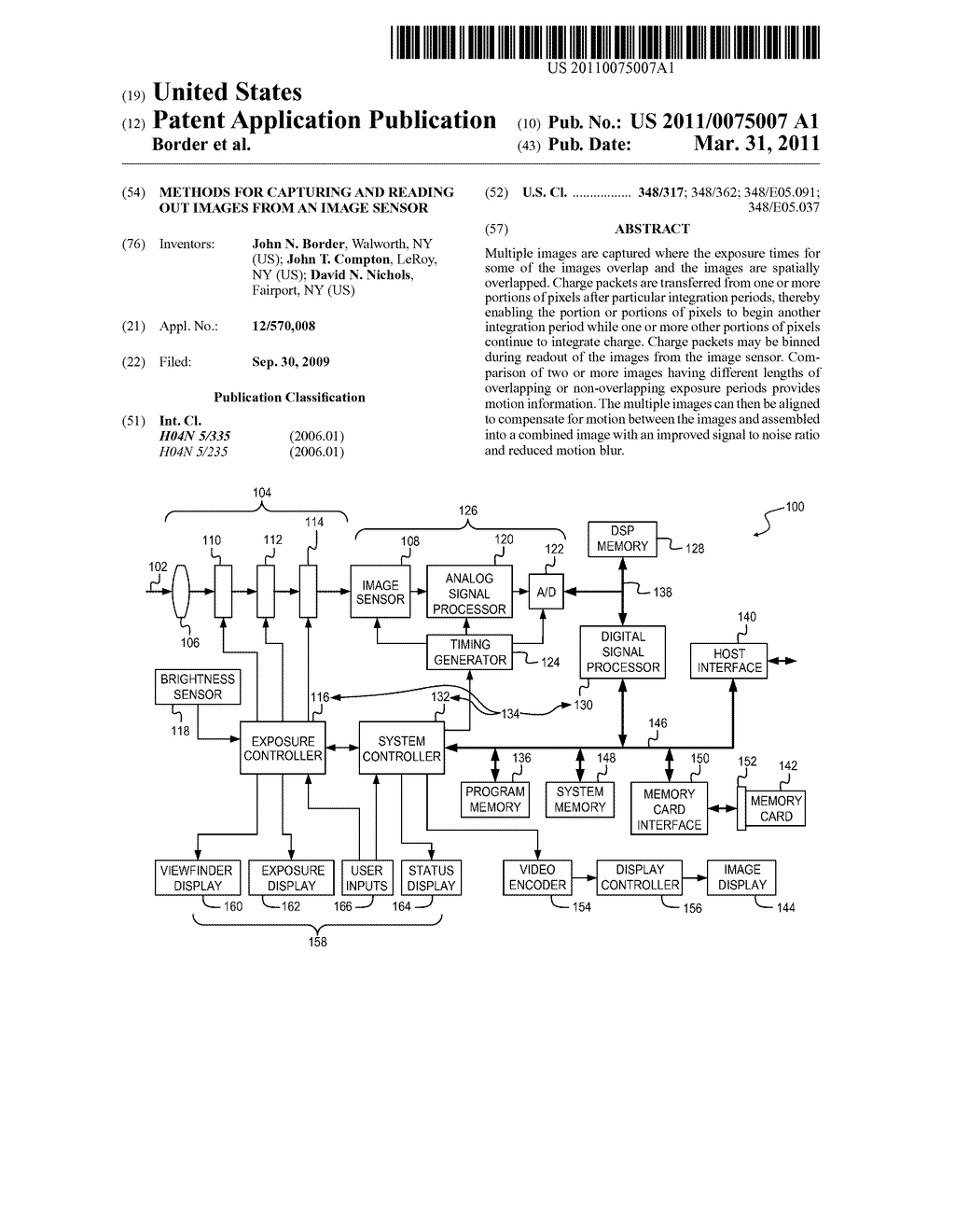 METHODS FOR CAPTURING AND READING OUT IMAGES FROM AN IMAGE SENSOR - diagram, schematic, and image 01