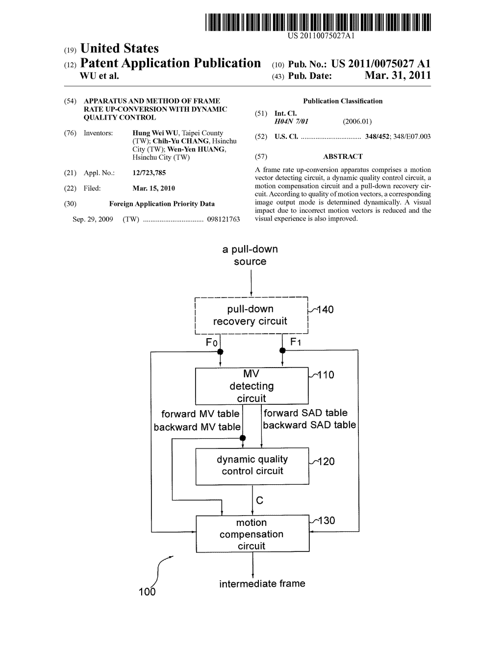 APPARATUS AND METHOD OF FRAME RATE UP-CONVERSION WITH DYNAMIC QUALITY CONTROL - diagram, schematic, and image 01