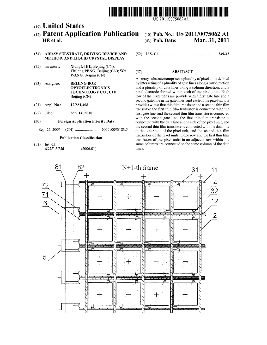 ARRAY SUBSTRATE, DRIVING DEVICE AND METHOD, AND LIQUID CRYSTAL DISPLAY - diagram, schematic, and image 01