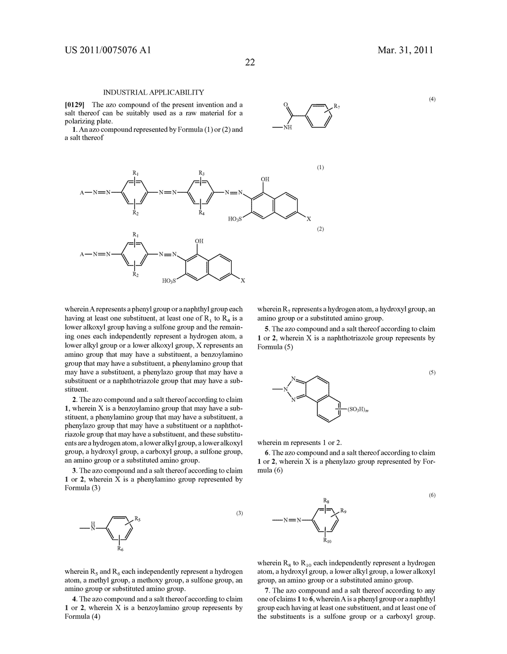 Azo Compounds, And Dye-Based Polarizing Films And Polarizing Plates Comprising The Same - diagram, schematic, and image 23