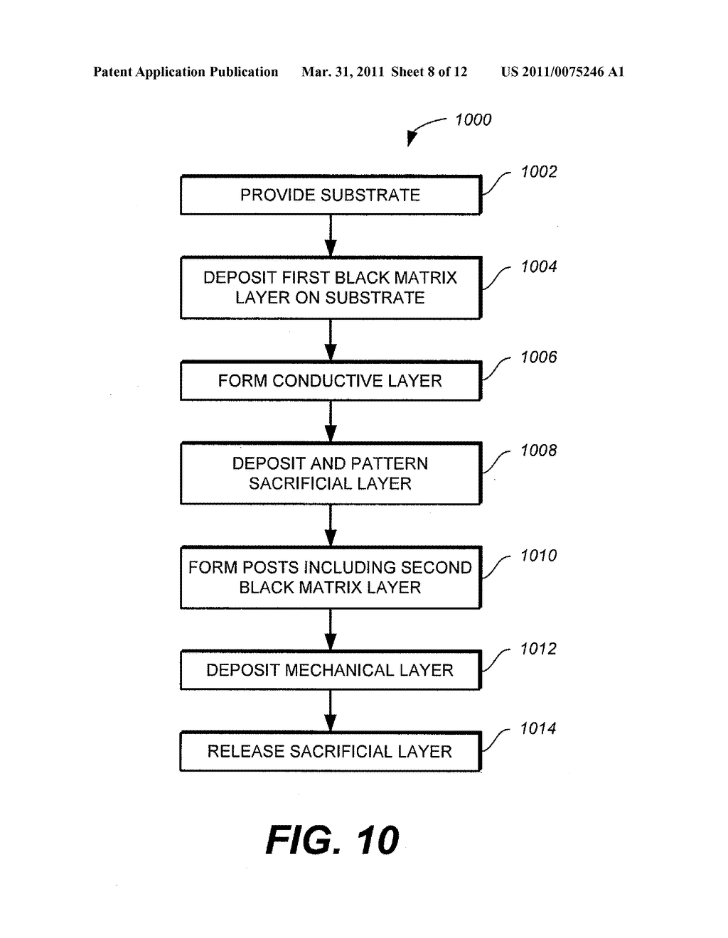 METHOD AND APPARATUS FOR PROVIDING A LIGHT ABSORBING MASK IN AN INTERFEROMETRIC MODULATOR DISPLAY - diagram, schematic, and image 09
