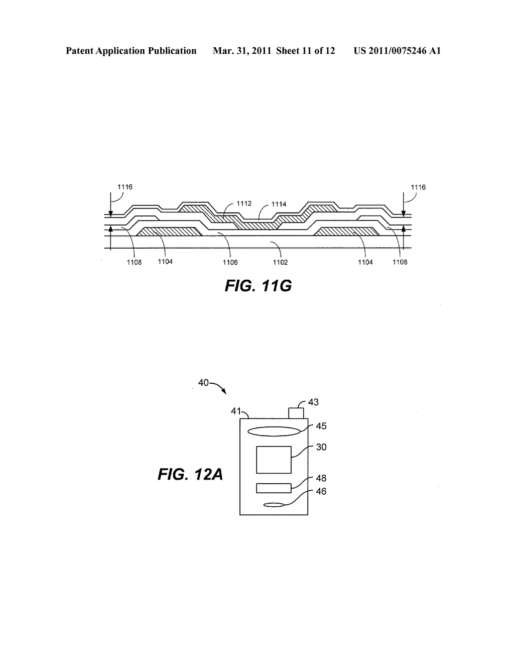 METHOD AND APPARATUS FOR PROVIDING A LIGHT ABSORBING MASK IN AN INTERFEROMETRIC MODULATOR DISPLAY - diagram, schematic, and image 12