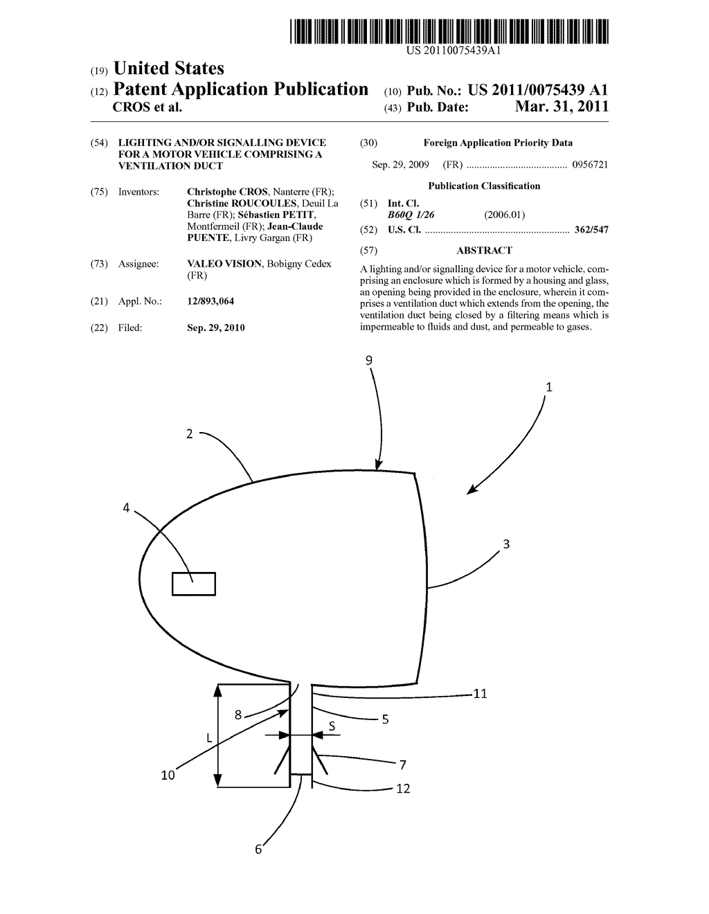 LIGHTING AND/OR SIGNALLING DEVICE FOR A MOTOR VEHICLE COMPRISING A VENTILATION DUCT - diagram, schematic, and image 01