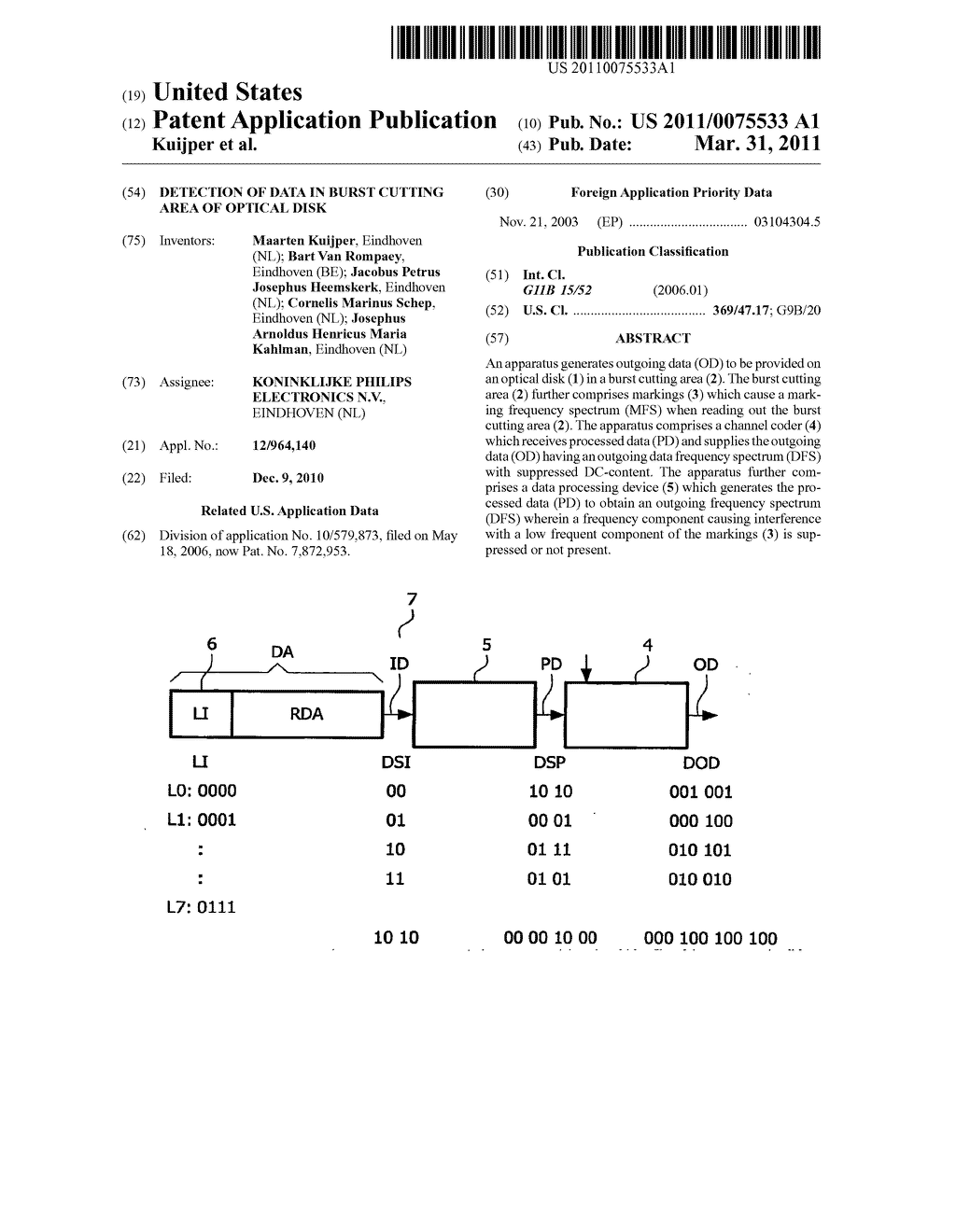 DETECTION OF DATA IN BURST CUTTING AREA OF OPTICAL DISK - diagram, schematic, and image 01