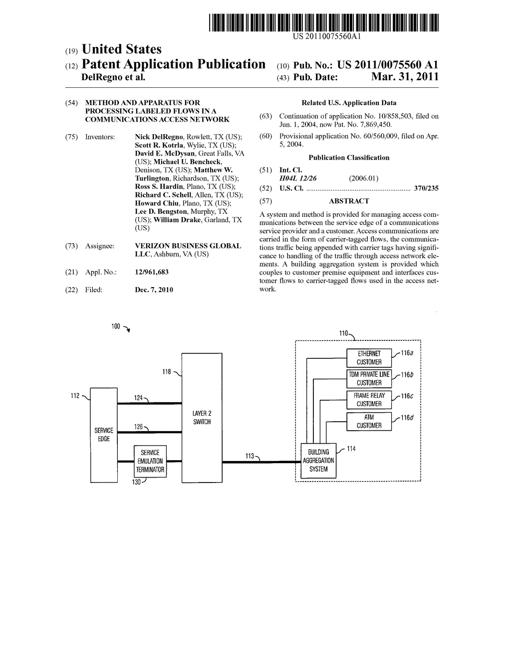 METHOD AND APPARATUS FOR PROCESSING LABELED FLOWS IN A COMMUNICATIONS ACCESS NETWORK - diagram, schematic, and image 01